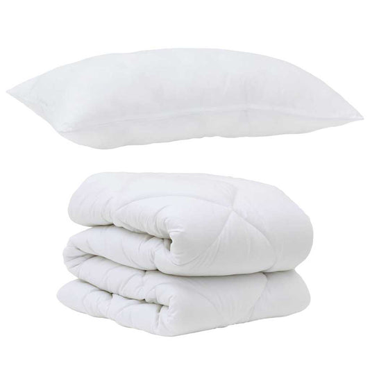 Edredom com Travesseiro com travesseiro 2 pcs Branco Microfibra