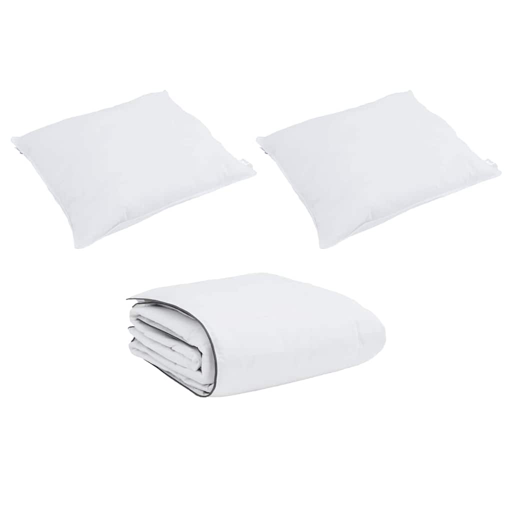 Conjunto de Edredom 3 pcs Branco Microfibra e Algodão