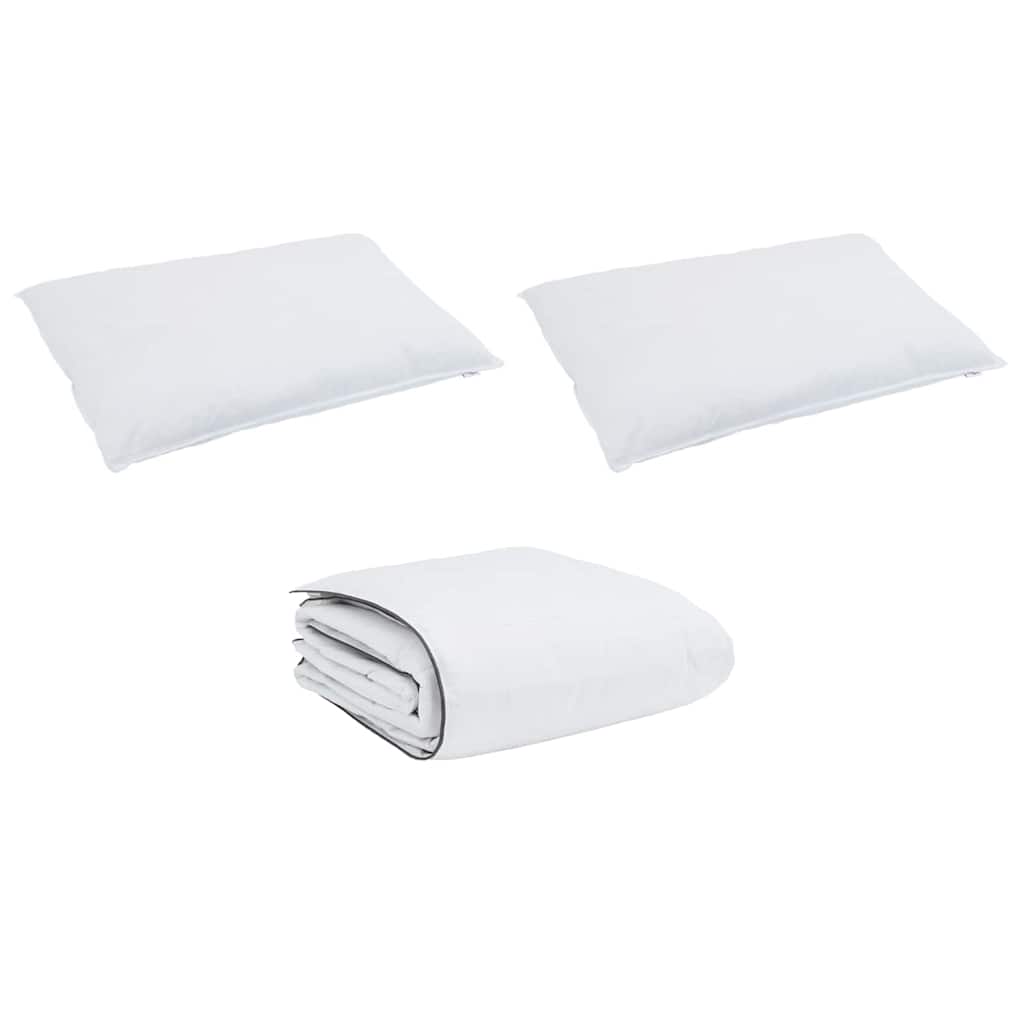 Conjunto de Edredom 3 pcs Branco Microfibra e Algodão