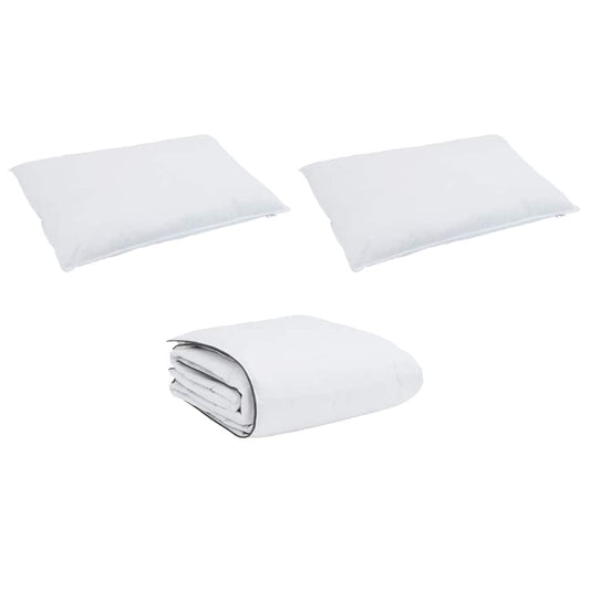 Conjunto de Edredom 3 pcs Branco Microfibra e Algodão