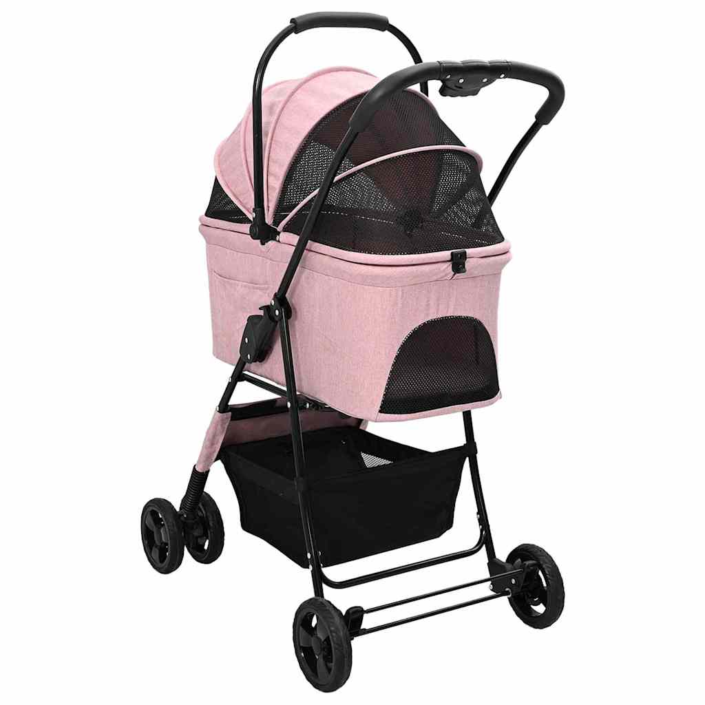 Carrinho de Pet Dobrável Ajustável Rosa 81 x 47 x 99 cm