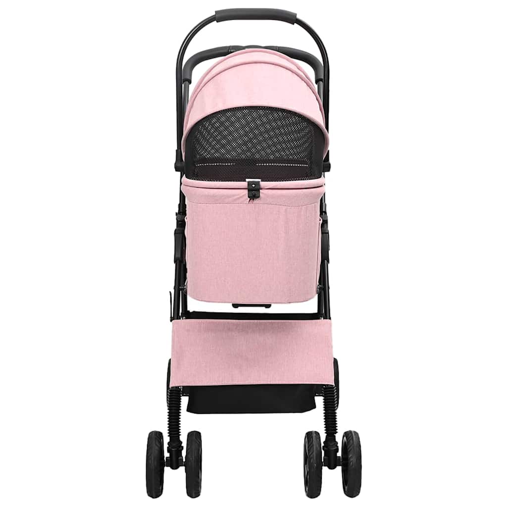 Carrinho de Pet Dobrável Ajustável Rosa 81 x 47 x 99 cm