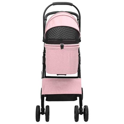 Carrinho de Pet Dobrável Ajustável Rosa 81 x 47 x 99 cm