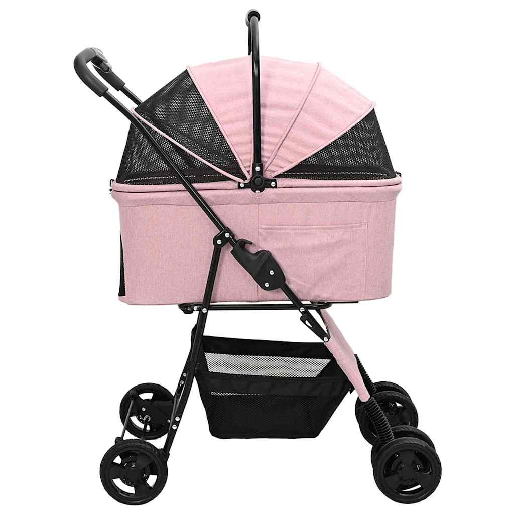 Carrinho de Pet Dobrável Ajustável Rosa 81 x 47 x 99 cm