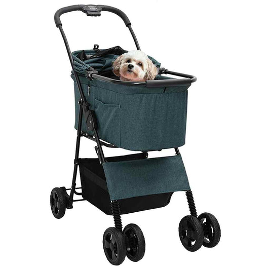 Carrinho de Pet Dobrável Ajustável Verde 81 x 47 x 99 cm