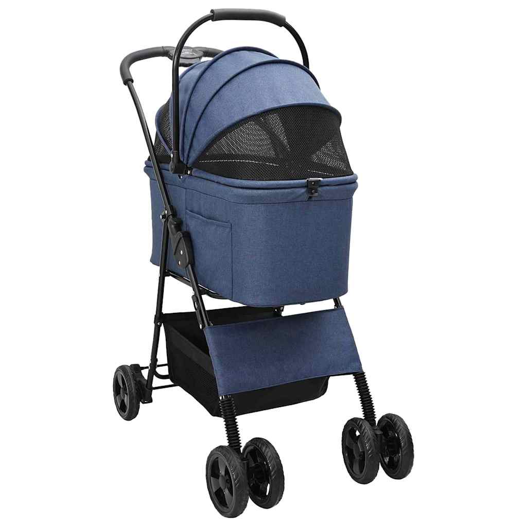 Carrinho de Pet Dobrável Ajustável Azul 81 x 47 x 99 cm