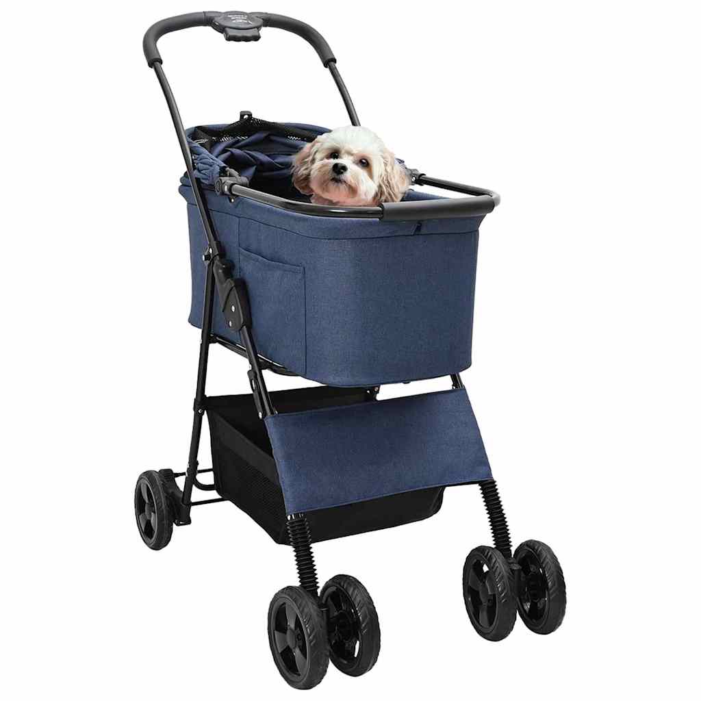 Carrinho de Pet Dobrável Ajustável Azul 81 x 47 x 99 cm