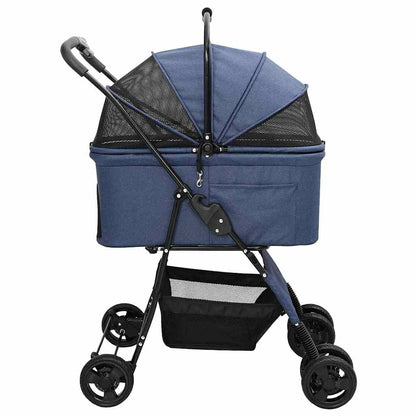 Carrinho de Pet Dobrável Ajustável Azul 81 x 47 x 99 cm