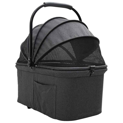 Carrinho de Pet Dobrável Ajustável Preto 81 x 47 x 99 cm