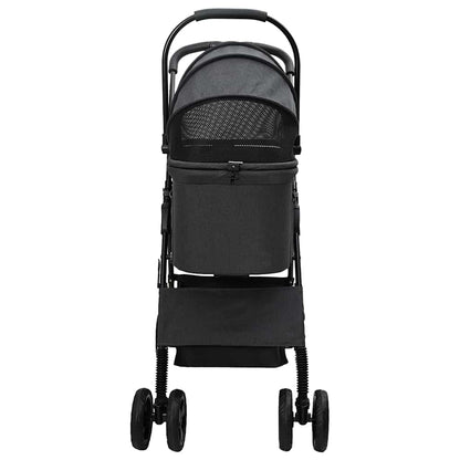 Carrinho de Pet Dobrável Ajustável Preto 81 x 47 x 99 cm