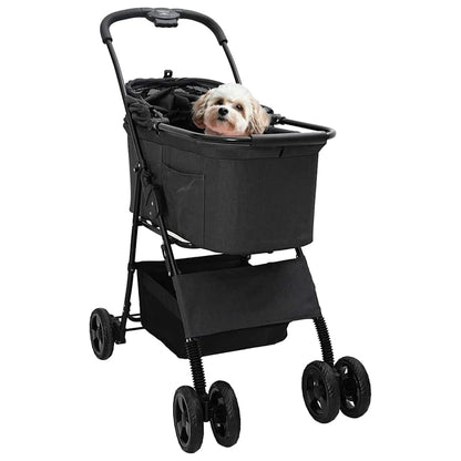 Carrinho de Pet Dobrável Ajustável Preto 81 x 47 x 99 cm