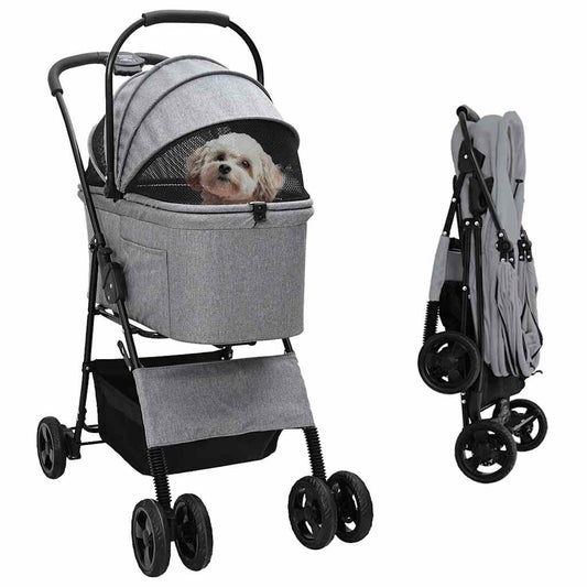 Carrinho de Pet Dobrável Ajustável Cinzeto 81 x 47 x 99 cm