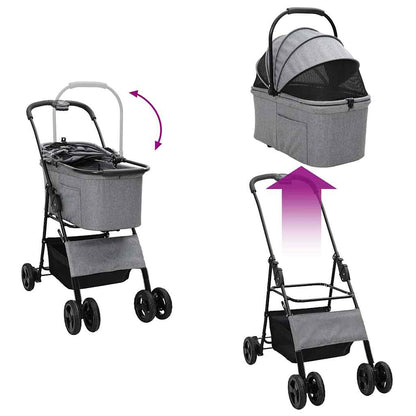 Carrinho de Pet Dobrável Ajustável Cinzeto 81 x 47 x 99 cm