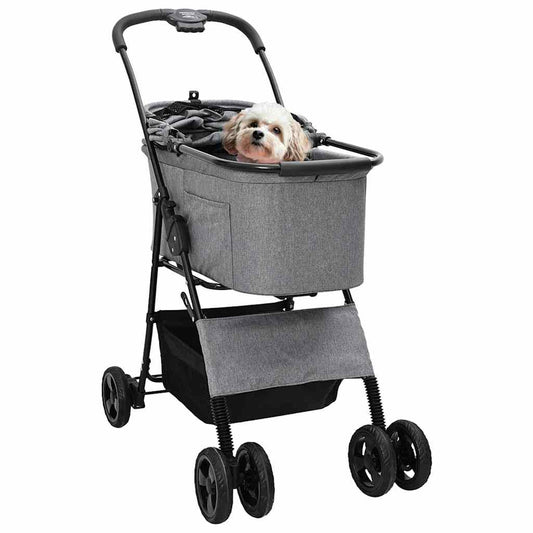 Carrinho de Pet Dobrável Ajustável Cinzeto 81 x 47 x 99 cm