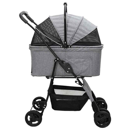 Carrinho de Pet Dobrável Ajustável Cinzeto 81 x 47 x 99 cm