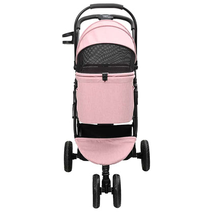 Carrinho de Pet Dobrável Ajustável Rosa 78 x 54 x 101 cm