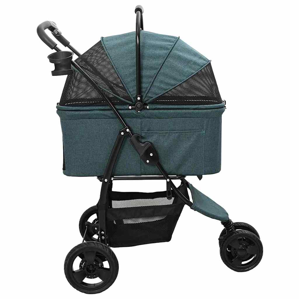 Carrinho de Pet Dobrável Ajustável Verde 78 x 54 x 101 cm