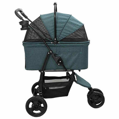 Carrinho de Pet Dobrável Ajustável Verde 78 x 54 x 101 cm