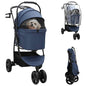 Carrinho de Pet Dobrável Ajustável Azul 78 x 54 x 101 cm