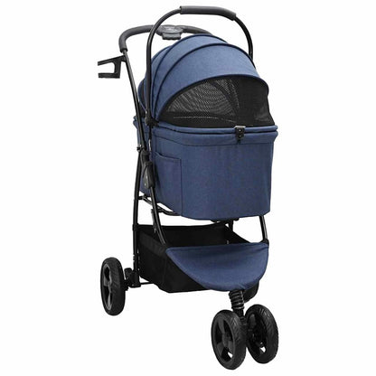 Carrinho de Pet Dobrável Ajustável Azul 78 x 54 x 101 cm