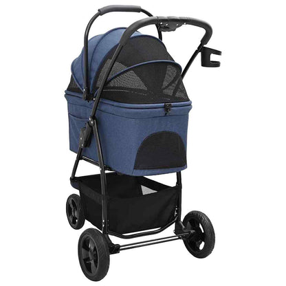 Carrinho de Pet Dobrável Ajustável Azul 78 x 54 x 101 cm