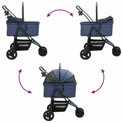 Carrinho de Pet Dobrável Ajustável Azul 78 x 54 x 101 cm