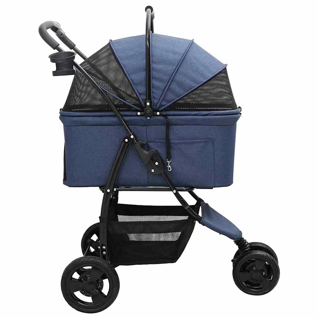 Carrinho de Pet Dobrável Ajustável Azul 78 x 54 x 101 cm