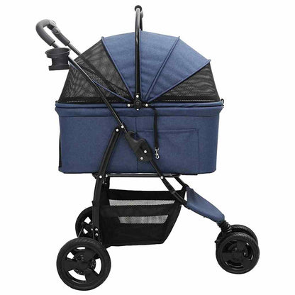 Carrinho de Pet Dobrável Ajustável Azul 78 x 54 x 101 cm