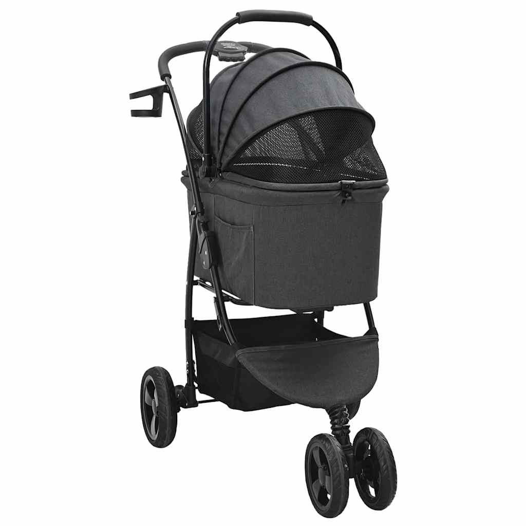 Carrinho de Pet Dobrável Ajustável Preto 78 x 54 x 101 cm