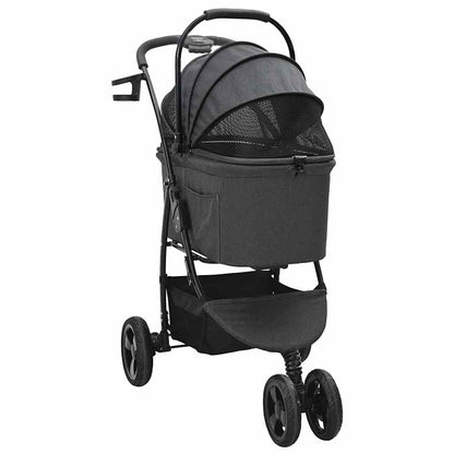 Carrinho de Pet Dobrável Ajustável Preto 78 x 54 x 101 cm