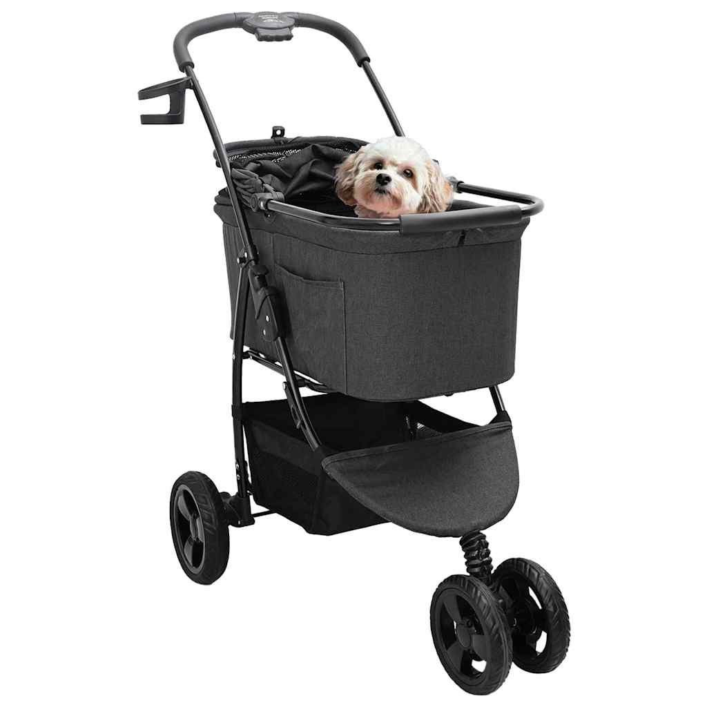 Carrinho de Pet Dobrável Ajustável Preto 78 x 54 x 101 cm