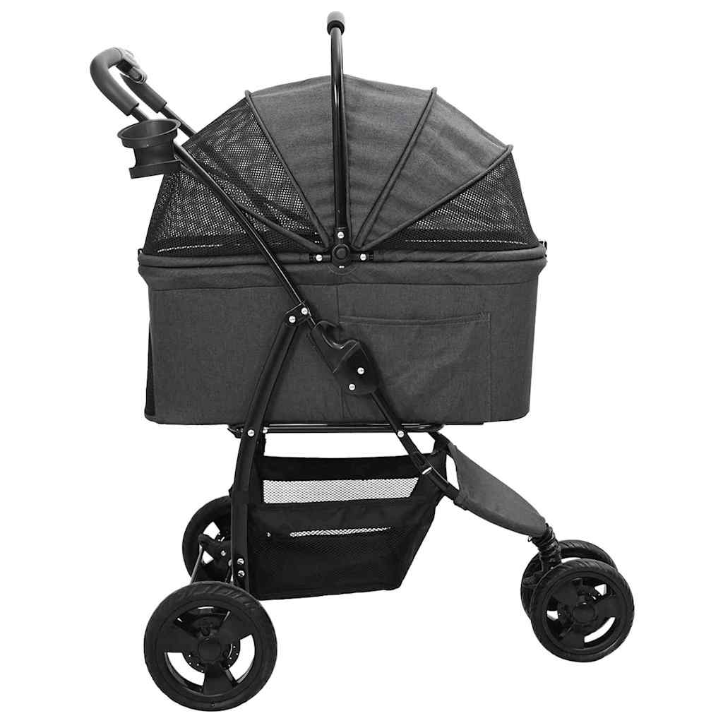 Carrinho de Pet Dobrável Ajustável Preto 78 x 54 x 101 cm