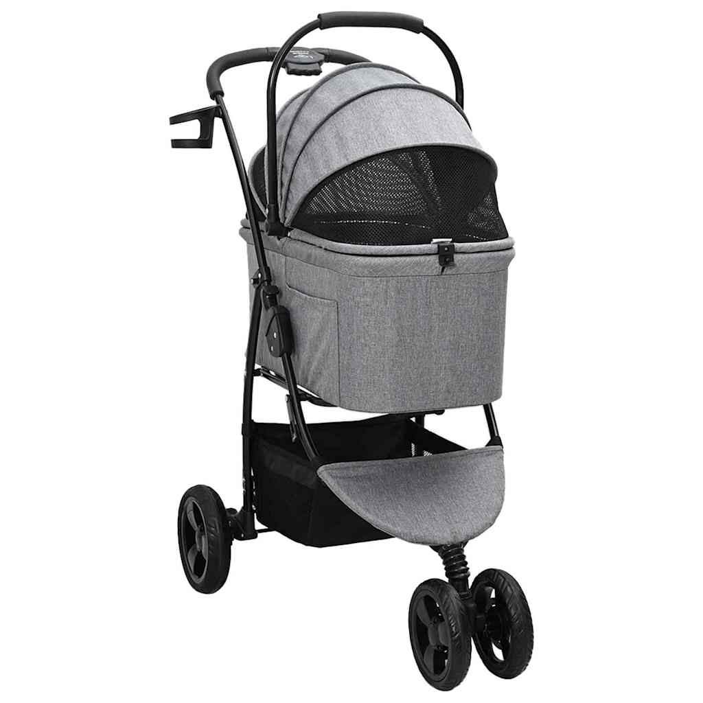 Carrinho de Pet Dobrável Ajustável Cinzeto 78 x 54 x 101 cm