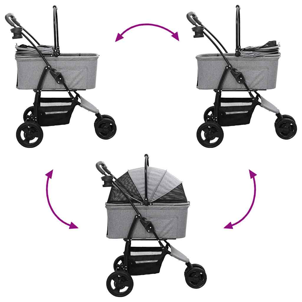 Carrinho de Pet Dobrável Ajustável Cinzeto 78 x 54 x 101 cm