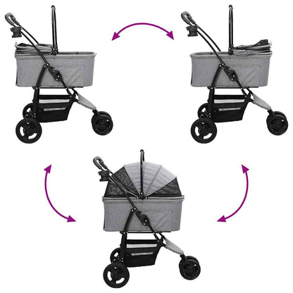 Carrinho de Pet Dobrável Ajustável Cinzeto 78 x 54 x 101 cm