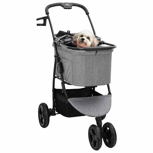 Carrinho de Pet Dobrável Ajustável Cinzeto 78 x 54 x 101 cm