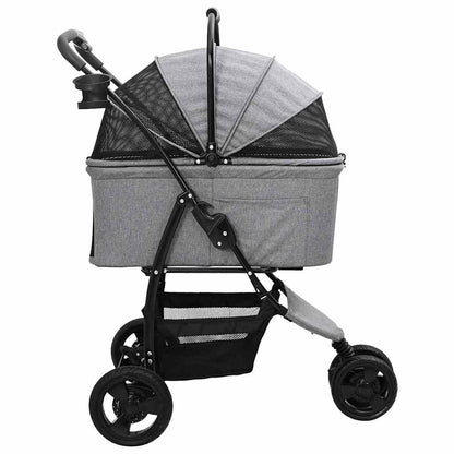 Carrinho de Pet Dobrável Ajustável Cinzeto 78 x 54 x 101 cm