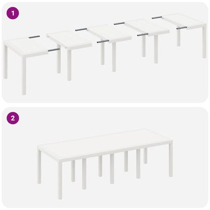 Mesa de Jantar para Jardim Branco 250 x 100 x 73 cm vime PE