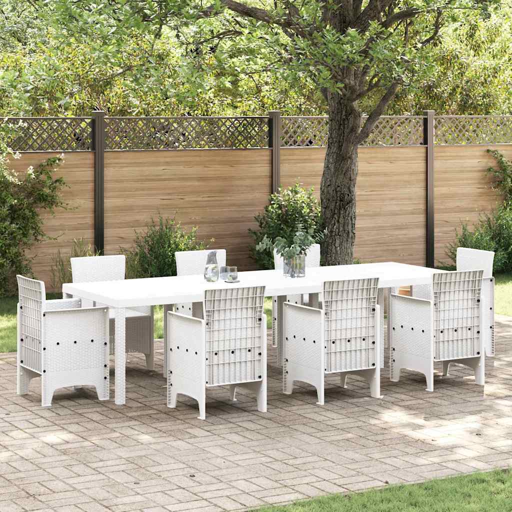 Mesa de Jantar para Jardim Branco 300 x 100 x 73 cm vime PE