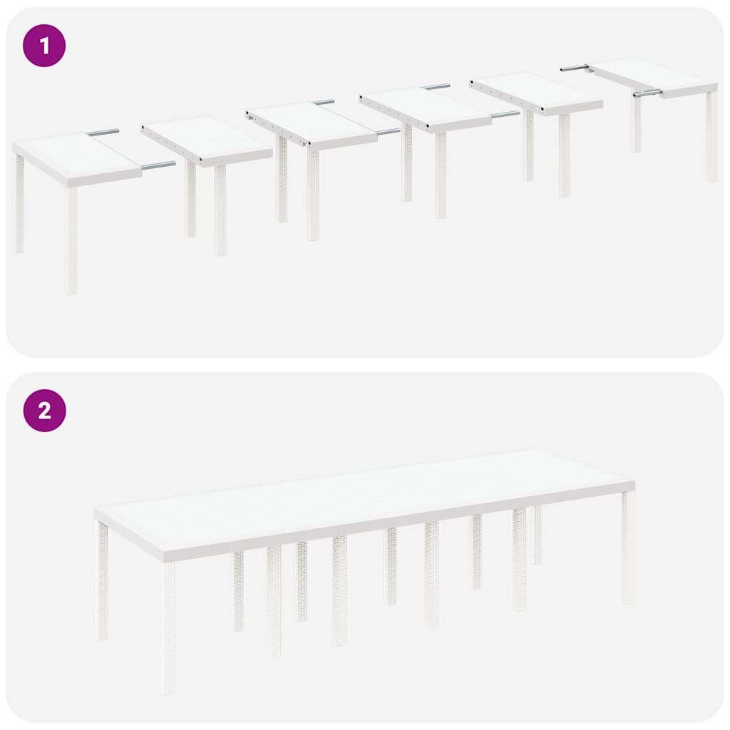 Mesa de Jantar para Jardim Branco 300 x 100 x 73 cm vime PE