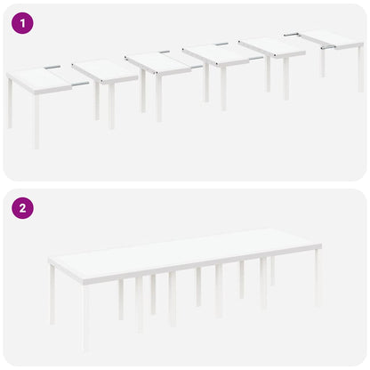 Mesa de Jantar para Jardim Branco 300 x 100 x 73 cm vime PE