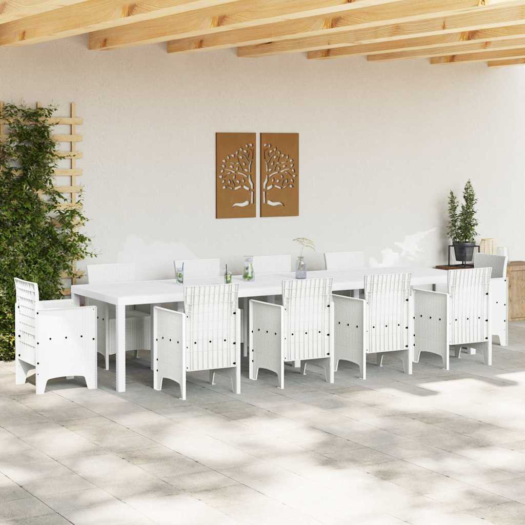 Mesa de Jantar para Jardim Branco 350 x 100 x 73 cm vime PE