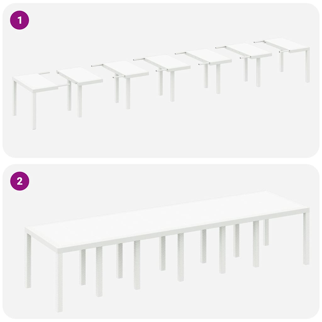 Mesa de Jantar para Jardim Branco 350 x 100 x 73 cm vime PE