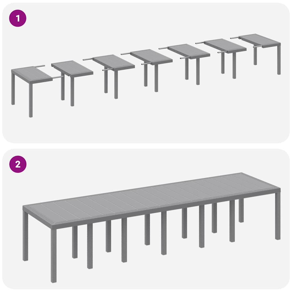 Mesa de Jantar para Jardim Cinzento-claro 350 x 100 x 73 cm