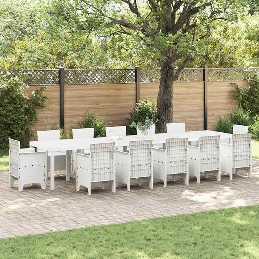 Mesa de Jantar para Jardim Branco 400 x 100 x 73 cm vime PE