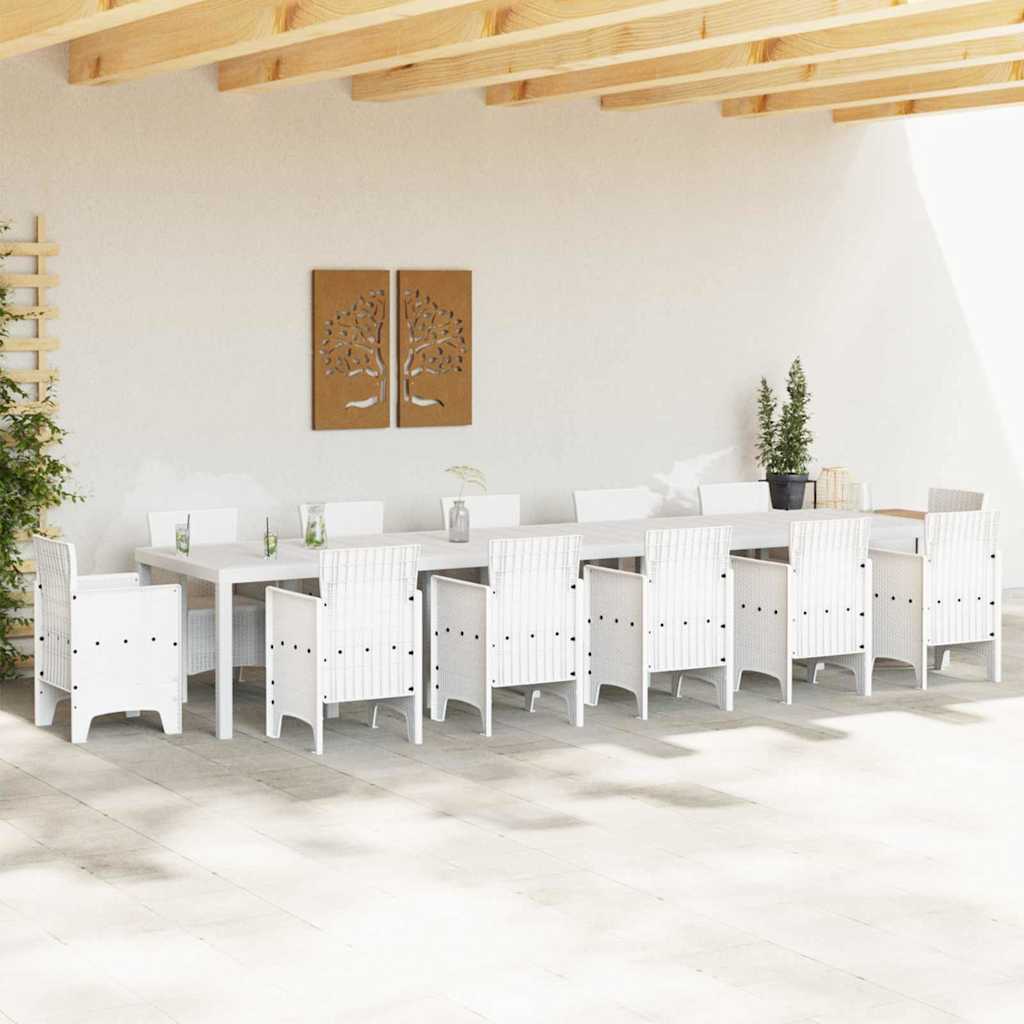 Mesa de Jantar para Jardim Branco 400 x 100 x 73 cm vime PE