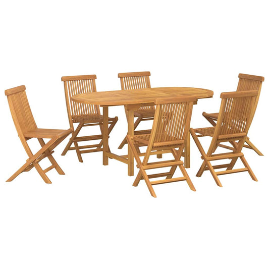 Conjunto de Jantar para Jardim 7 pcs Castanho 160 x 80 x 75 cm