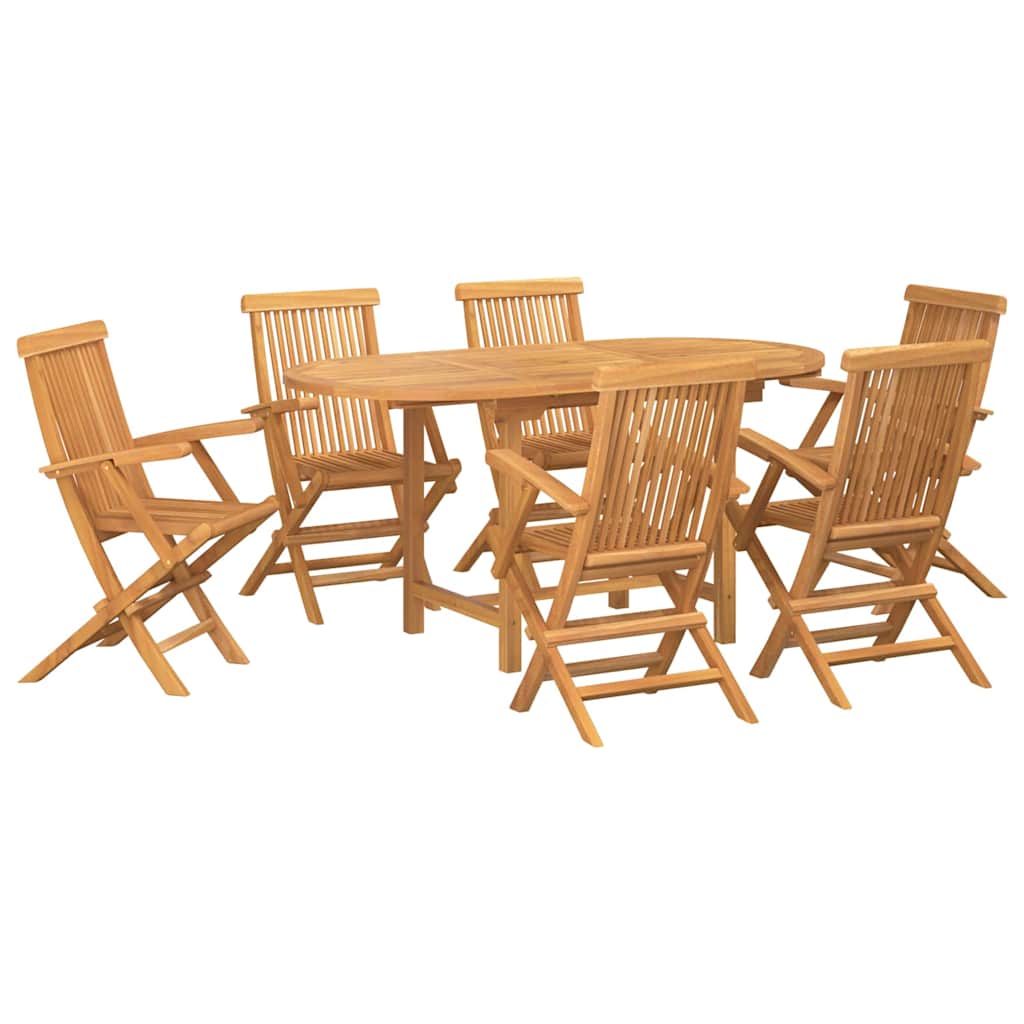 Conjunto de Jantar para Jardim 7 pcs Castanho 160 x 80 x 75 cm