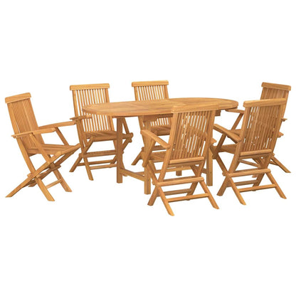 Conjunto de Jantar para Jardim 7 pcs Castanho 160 x 80 x 75 cm