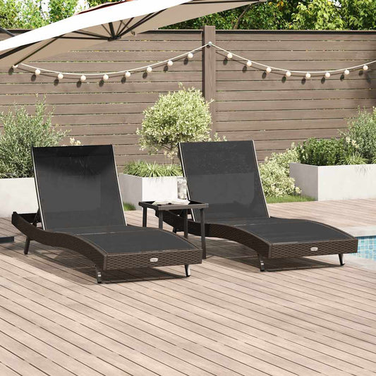 Espreguiçadeiras 3 pcs Castanho 40 x 40 x 40,5 cm vime PE